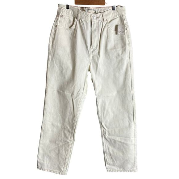Free People The Pacifica High Rise Slim Straight Leg Jeans Ivory Size 30 NWT - Picture 6 of 9